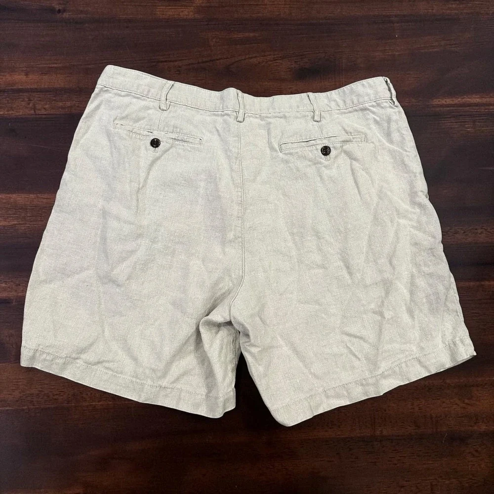 Banana Republic Men 38 Linen Pleated Shorts Beige Tan 7